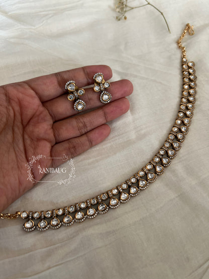 Aadya Polki Kundan Victorian Necklace Set By Ranibaug