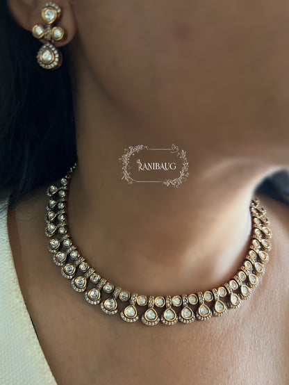 Aadya Polki Kundan Victorian Necklace Set By Ranibaug