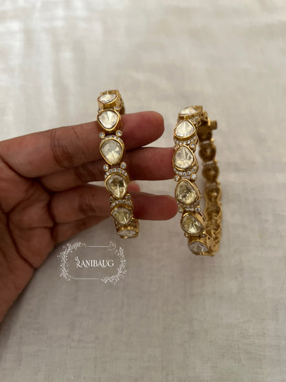 Aaranya Polki Kundan Gold Finish Royal Bangle Jewelry By Ranibaug