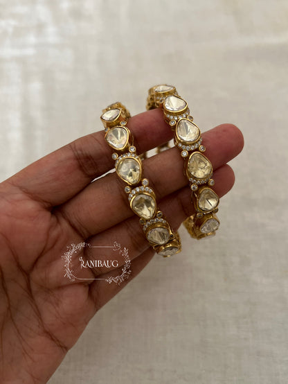 Aaranya Polki Kundan Gold Finish Royal Bangle Jewelry By Ranibaug