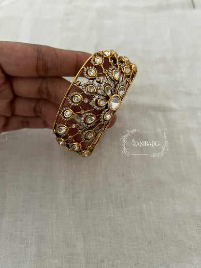 Aarvi Queen'S Crown Polki Cluster In Intricate Gold Finish Design Royal Bracelet By Ranibaug