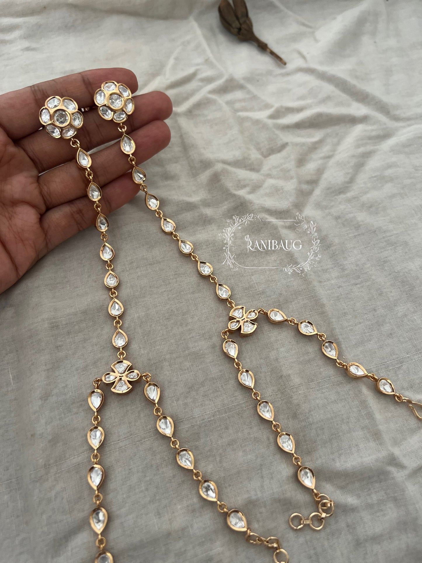Abhilasha Artificial Gold Premium Polki Kundan Simple Haathphool | Ranibaug