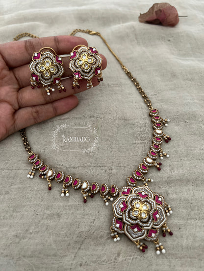 Abhilasha Kundan Traditional Necklace Set In Artificial Gold Finish Jewellery Set By Ranibaug