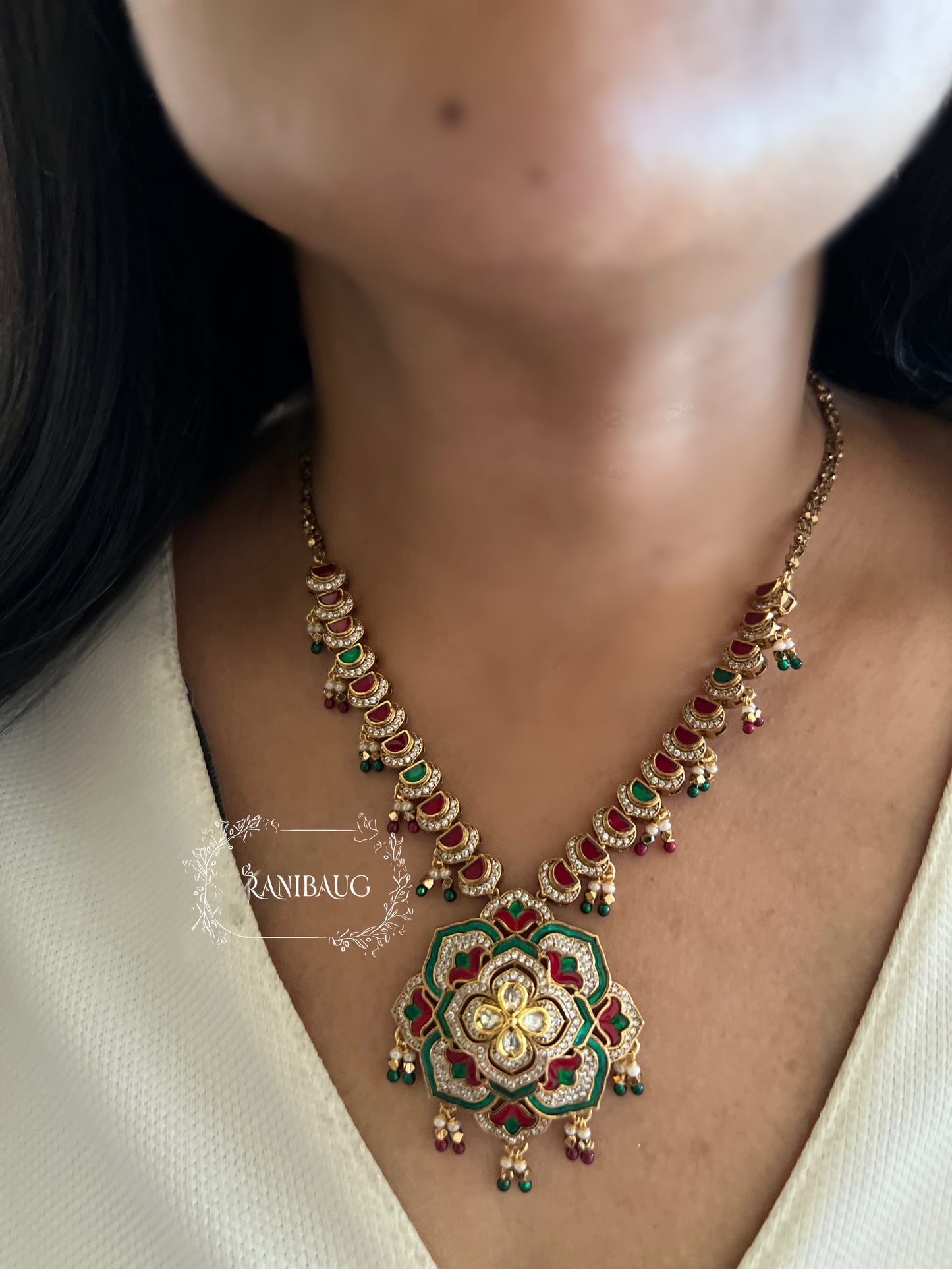 Abhilasha Kundan Traditional Necklace Set In Artificial Gold Finish Jewellery Set By Ranibaug