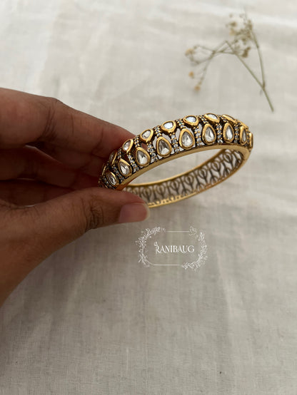 Adhya Polki Studded Gold Finish Designer Bracelet Festive Accessory By Ranibaug