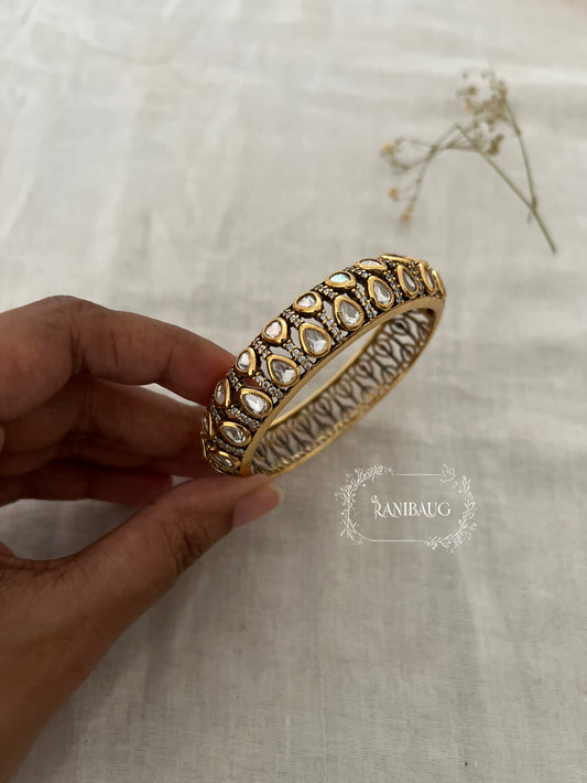 Adhya Polki Studded Gold Finish Designer Bracelet Festive Accessory By Ranibaug