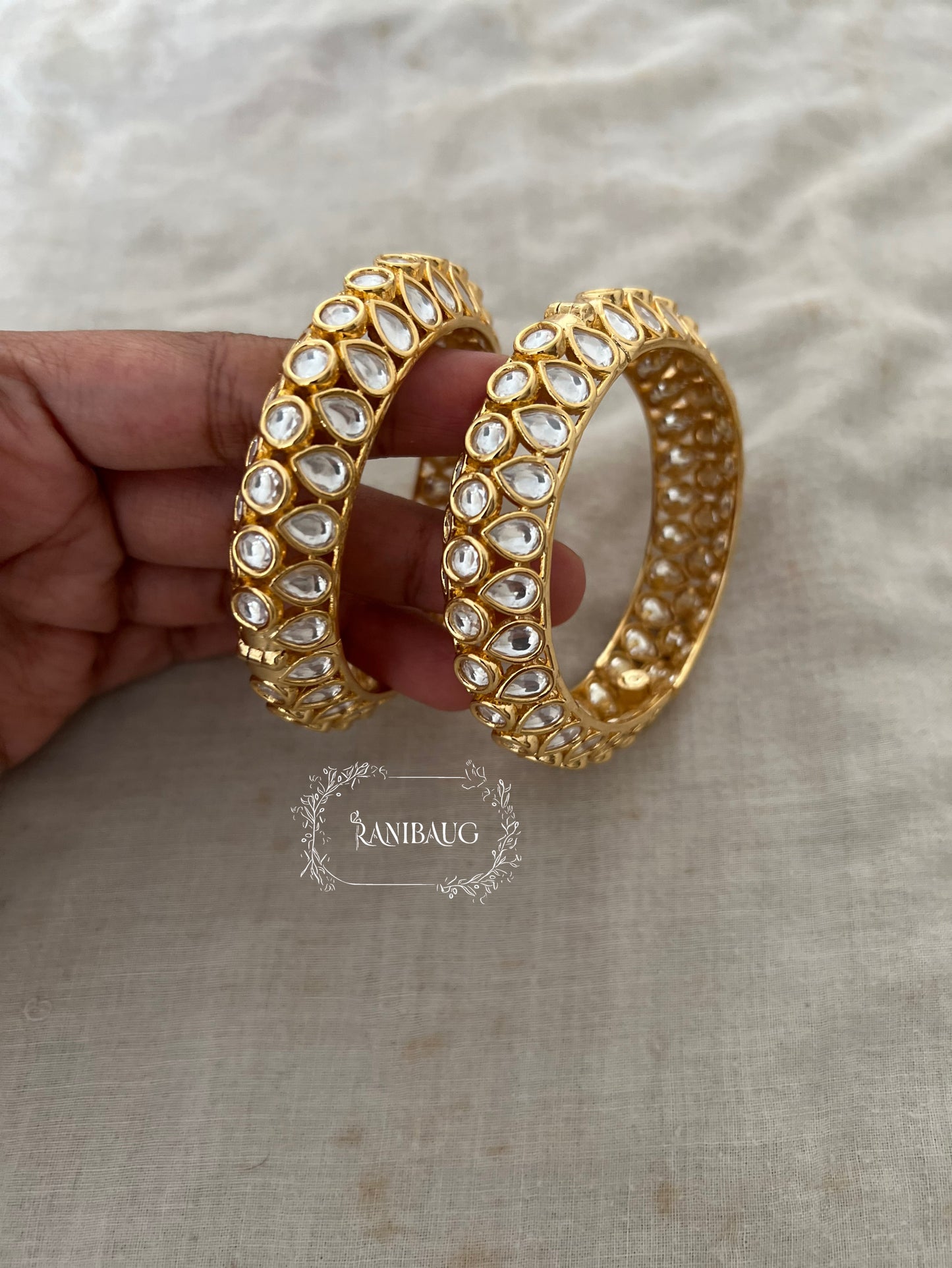 Advita Rich Gold Tone Polki Kundan Indian Traditional Bangle Jewelry By Ranibaug