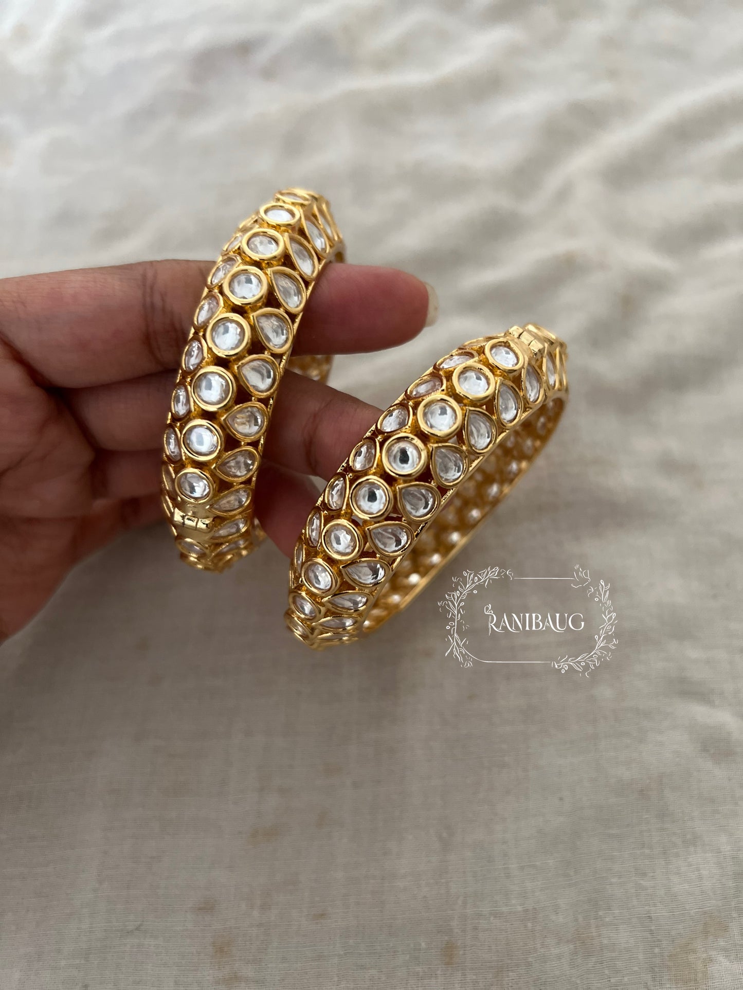 Advita Rich Gold Tone Polki Kundan Indian Traditional Bangle Jewelry By Ranibaug