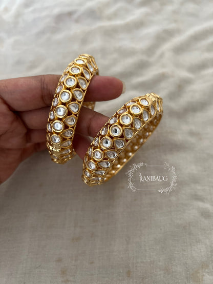 Advita Rich Gold Tone Polki Kundan Indian Traditional Bangle Jewelry By Ranibaug
