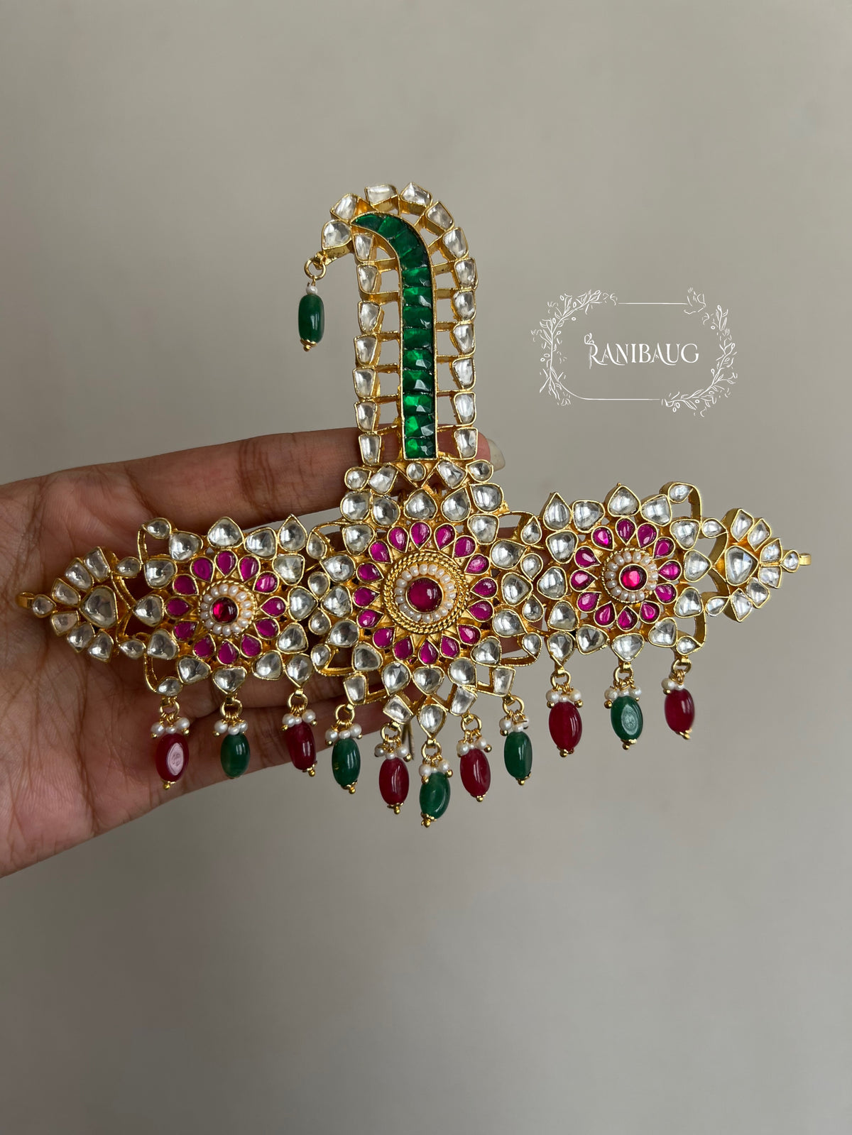Agastya Gold Finish Kundan Studded Royal Statement Kalgi For Groom By Ranibaug