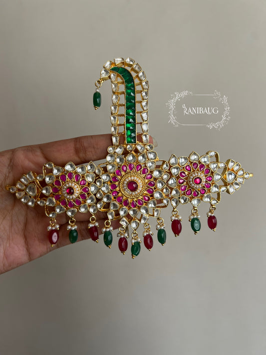 Agastya Gold Finish Kundan Studded Royal Statement Kalgi For Groom By Ranibaug