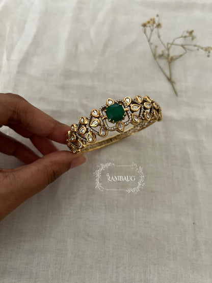 Ahana Gemstone Motif Teardrop Kundan In Rich Gold Outline Designer Festive Bracelet By Ranibaug