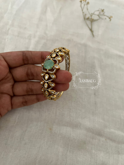 Ahana Gemstone Motif Teardrop Kundan In Rich Gold Outline Designer Festive Bracelet By Ranibaug