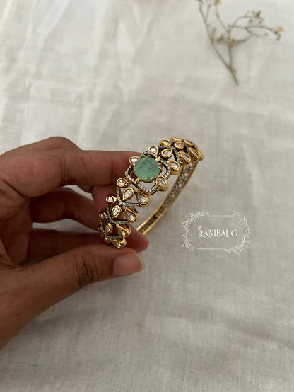 Ahana Gemstone Motif Teardrop Kundan In Rich Gold Outline Designer Festive Bracelet By Ranibaug