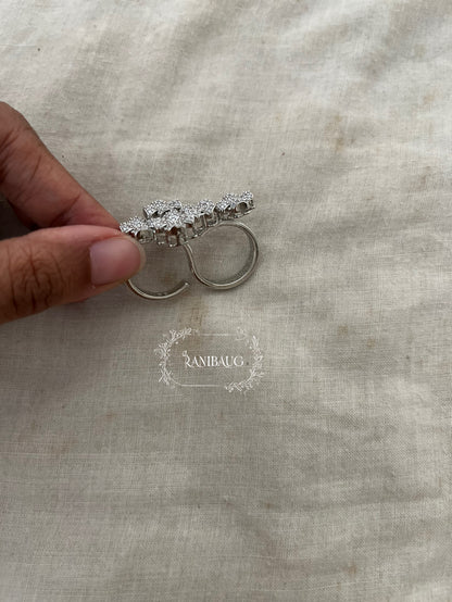 Aisha Floral Bloom Luxe Diamond Dual Finger Ring Jewelry By Ranibaug