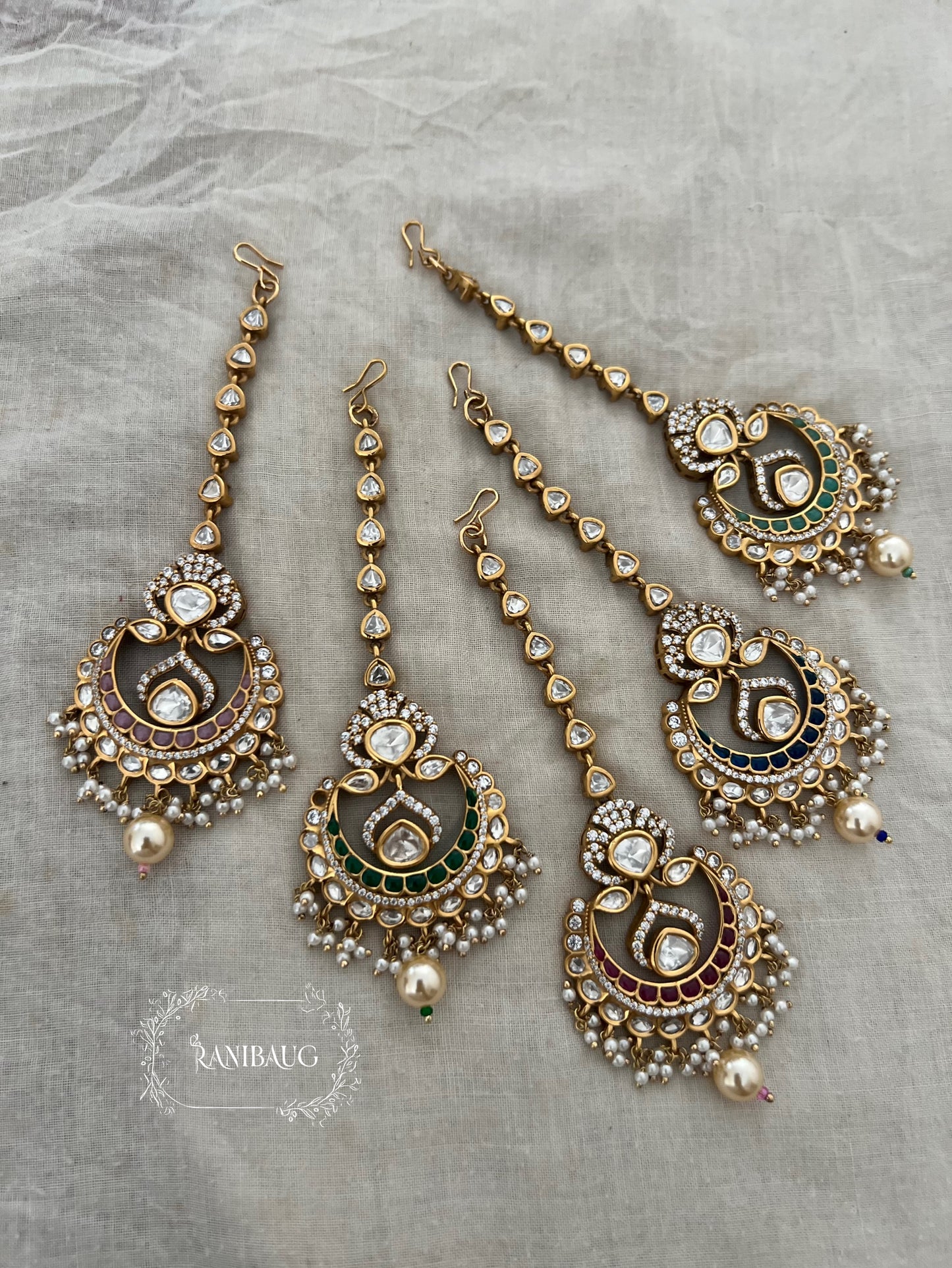 Akansha Polki Kundan Pearl Maang Tikka By Ranibaug