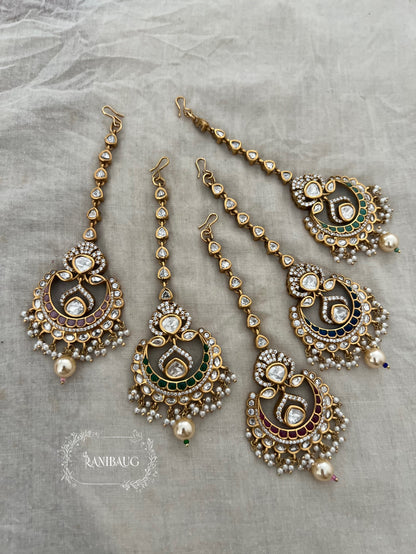 Akansha Polki Kundan Pearl Maang Tikka By Ranibaug