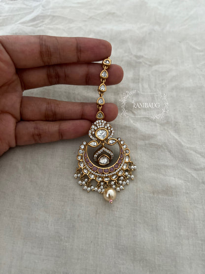 Akansha Polki Kundan Pearl Maang Tikka By Ranibaug