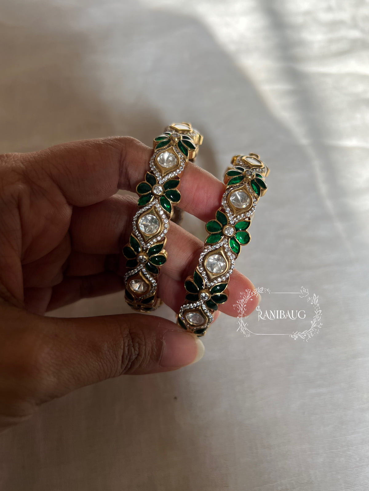 Akriti Floral Kundan Color Festive Designer Bangle Set By Ranibaug