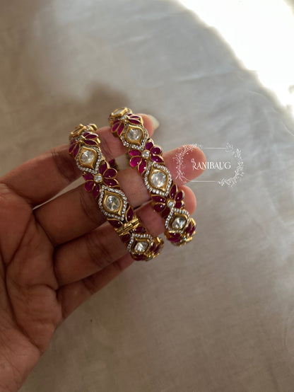 Akriti Floral Kundan Color Festive Designer Bangle Set By Ranibaug