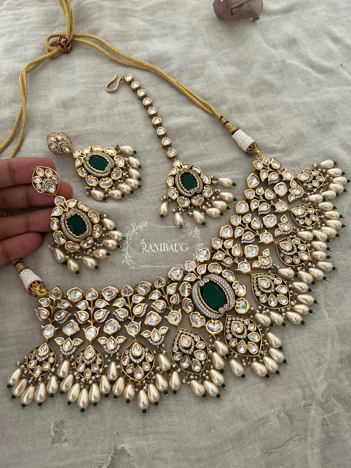 Akriti Heavy Jadau Kundan Work Gold Plated Jewellery Set By Ranibaug