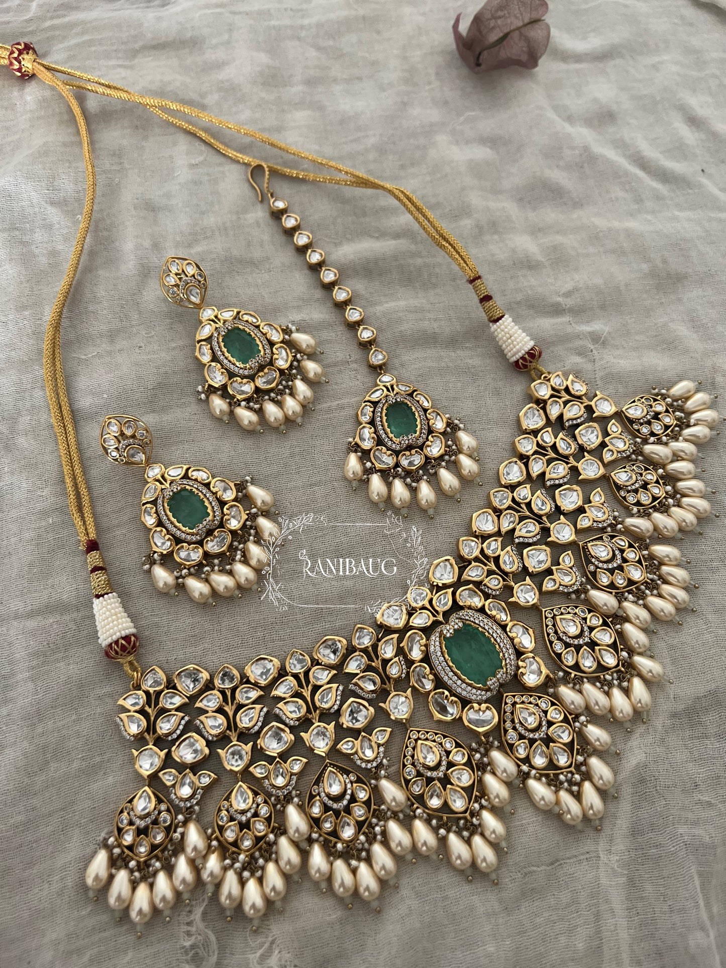 Akriti Heavy Jadau Kundan Work Gold Plated Jewellery Set By Ranibaug
