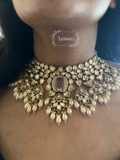 Akriti Heavy Jadau Kundan Work Gold Plated Jewellery Set By Ranibaug