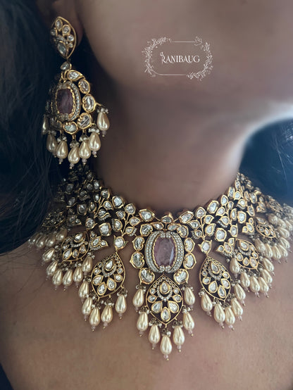 Akriti Heavy Jadau Kundan Work Gold Plated Jewellery Set By Ranibaug