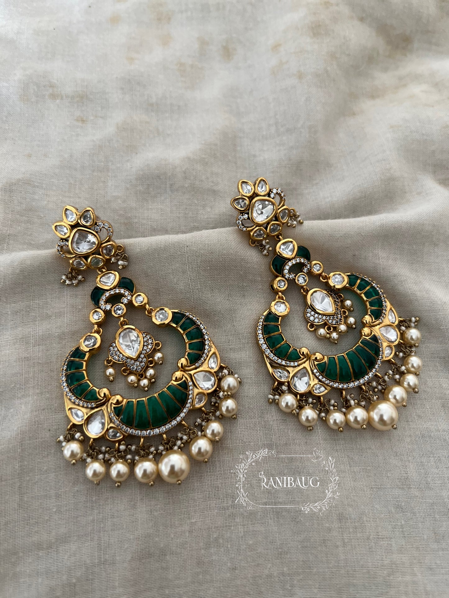 Akriti Statement Polki Kundan And Pearl Meenakali Weddig Earrings By Ranibaug