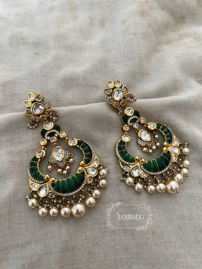 Akriti Statement Polki Kundan And Pearl Meenakali Weddig Earrings By Ranibaug