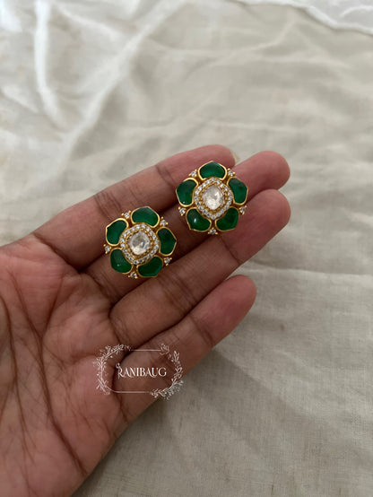 Akriti Floral Designer Rich Gold Finish Classic Festive Ear Studs By Ranibaug