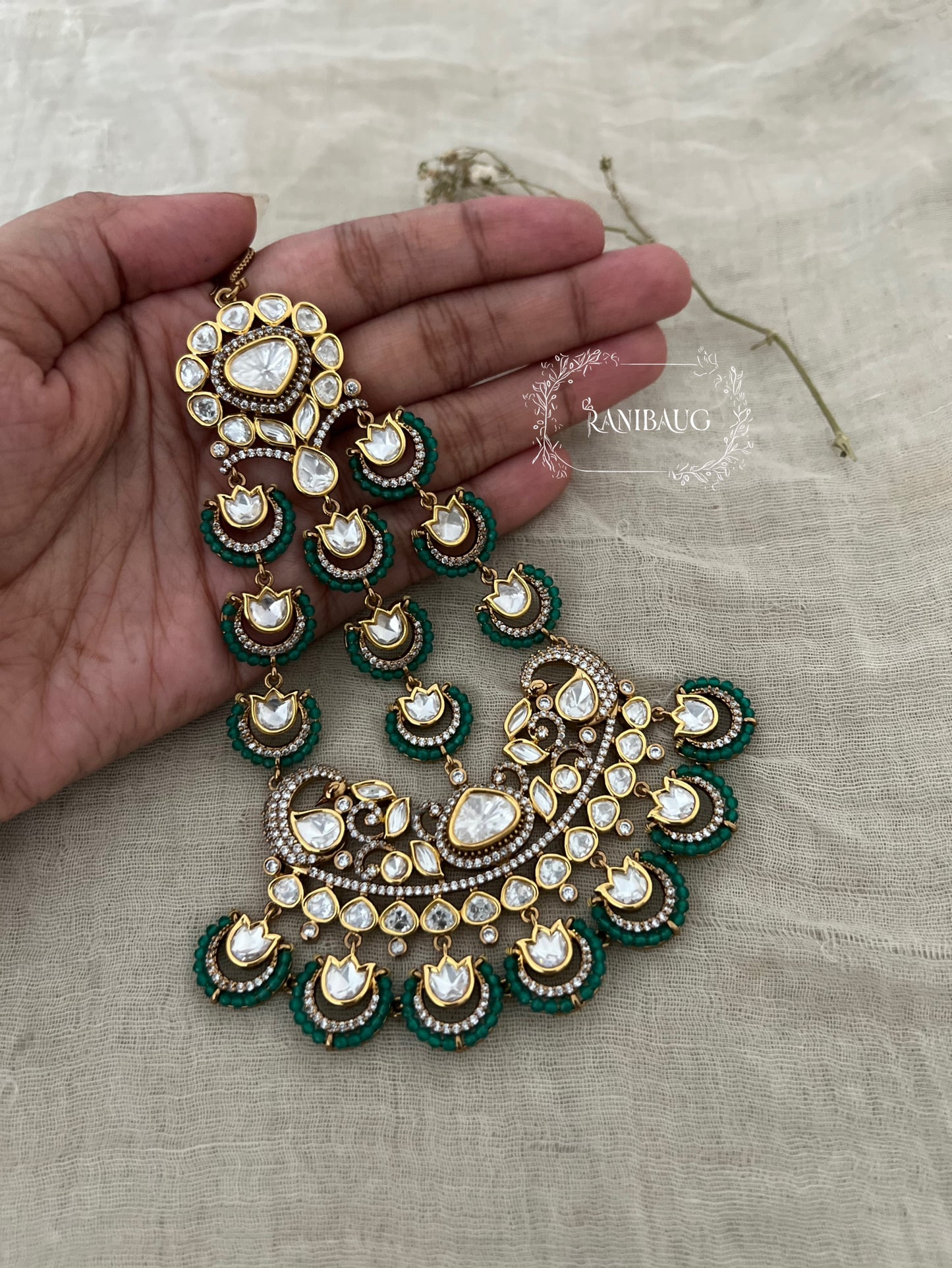 Alina Mirror Style Polki Kundan Vintage Passa For Women By Ranibaug