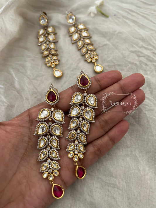 Amara Kundan Leaf Fall Earrings | Ranibaug