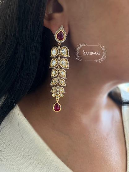 Amara Kundan Leaf Fall Earrings | Ranibaug