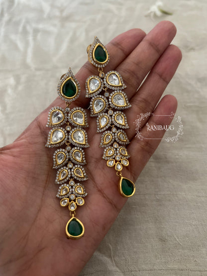 Amara Kundan Leaf Fall Earrings | Ranibaug