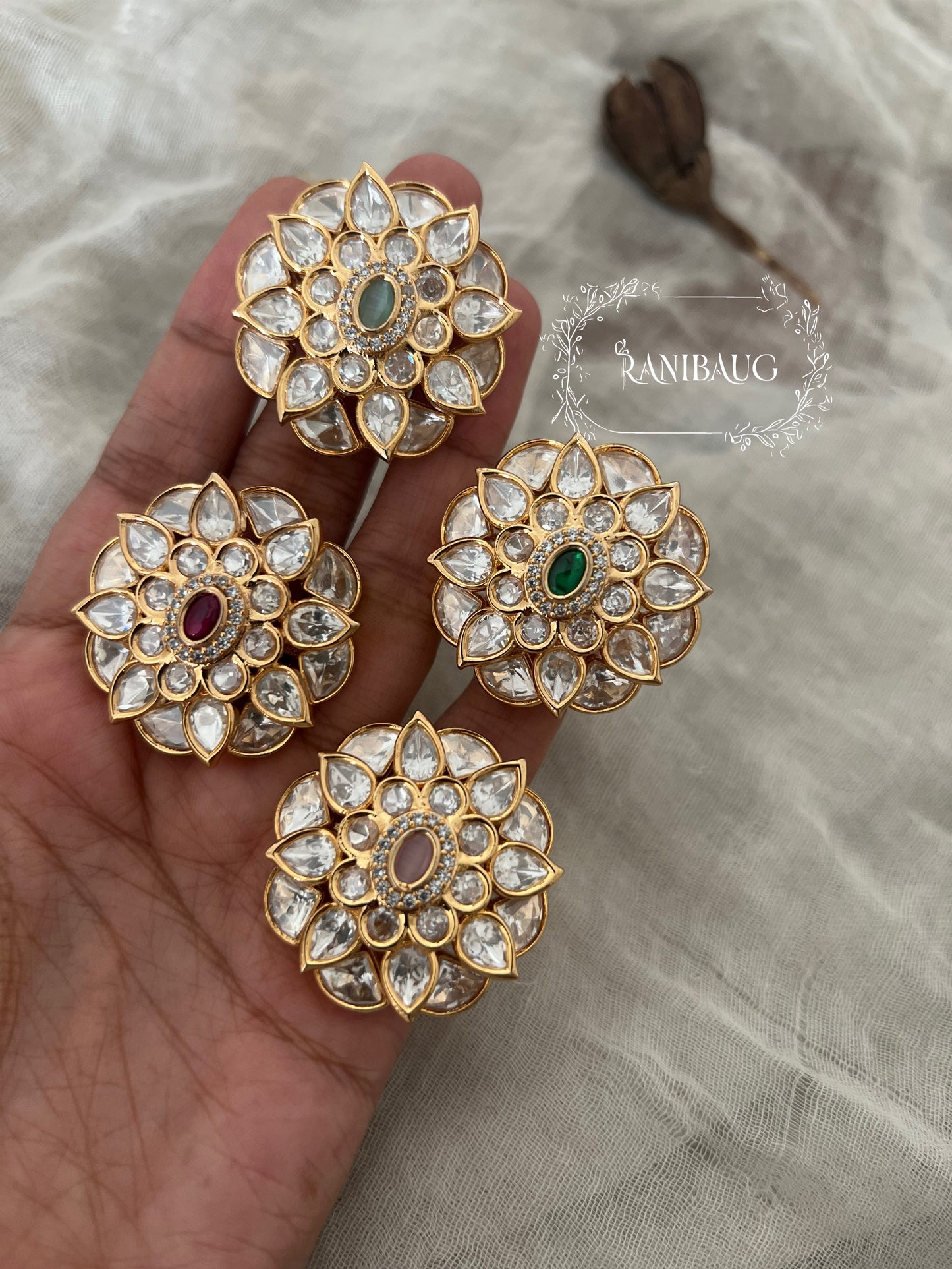 Amayra Pastel Gold And Kundan Traditional Ring Jewelry By Ranibaug