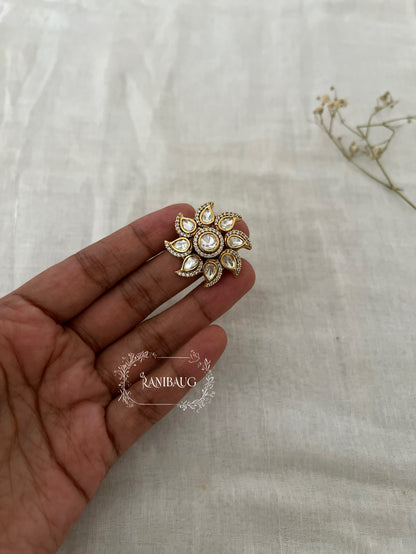 Amayra Polki Floral Gold Finish Festive Ring Jewelry By Ranibaug