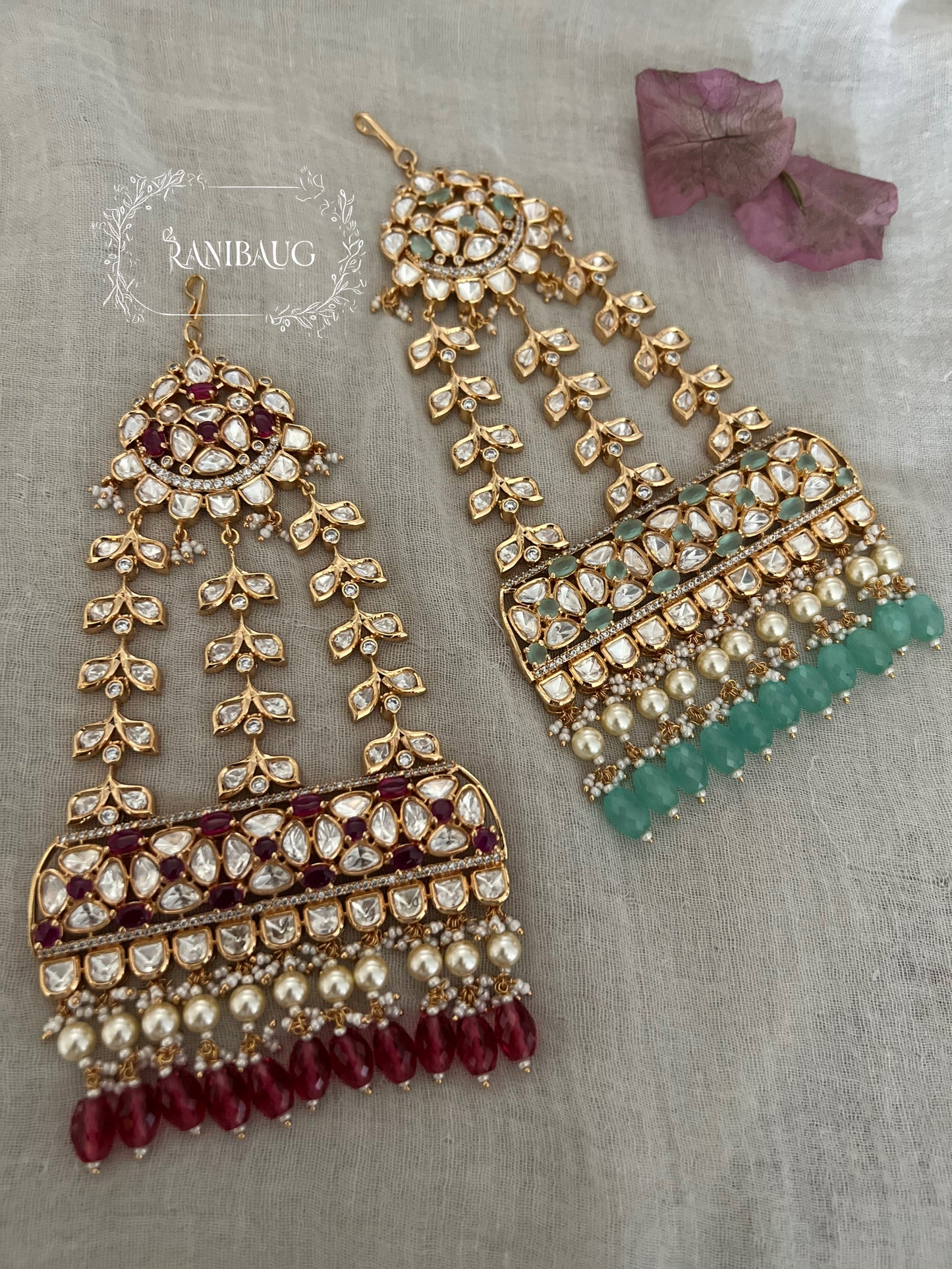 Amisha Gold Plated Uncut Kundan Jhumar Passa By Ranibaug