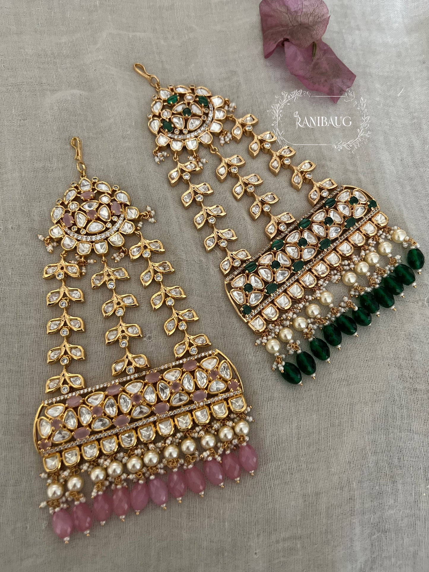 Amisha Gold Plated Uncut Kundan Jhumar Passa By Ranibaug