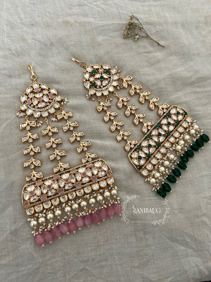 Amisha Gold Plated Uncut Kundan Jhumar Passa By Ranibaug