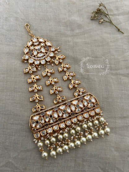 Amisha Gold Plated Uncut Kundan Jhumar Passa By Ranibaug
