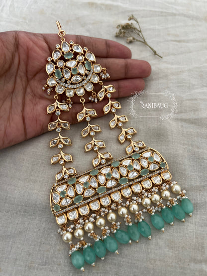 Amisha Gold Plated Uncut Kundan Jhumar Passa By Ranibaug