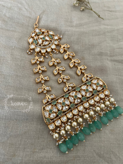Amisha Gold Plated Uncut Kundan Jhumar Passa By Ranibaug