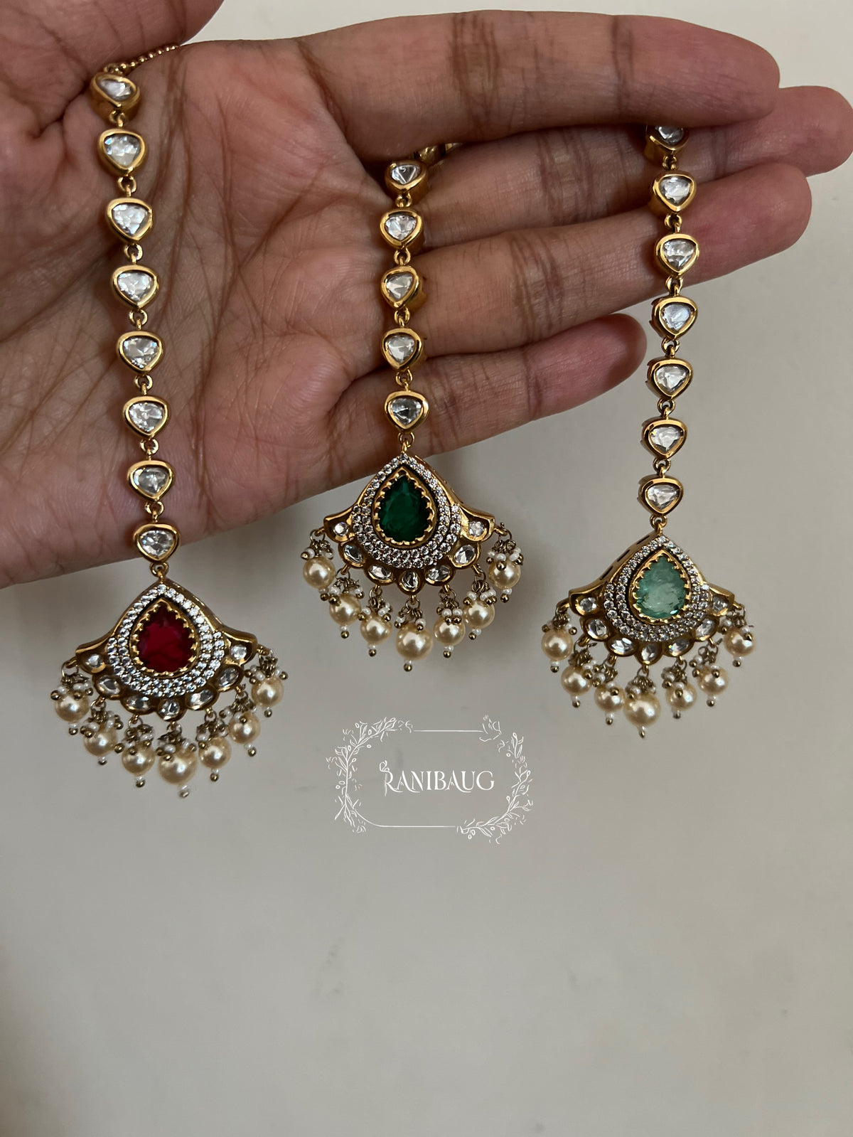 Amita Kundan Pearl Fringe Traditional Maang Tika Hair Accessory By Ranibaug