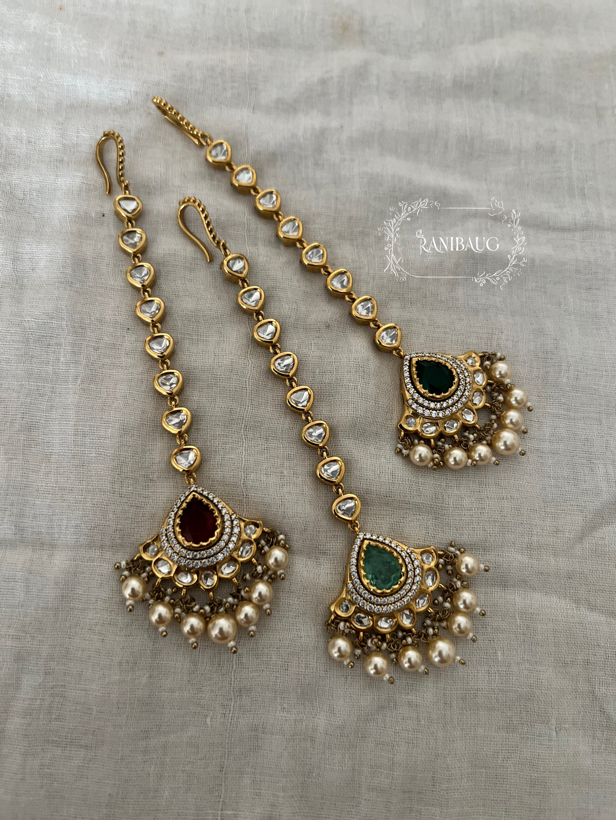 Amita Kundan Pearl Fringe Traditional Maang Tika Hair Accessory By Ranibaug