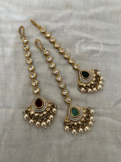 Amita Kundan Pearl Fringe Traditional Maang Tika Hair Accessory By Ranibaug