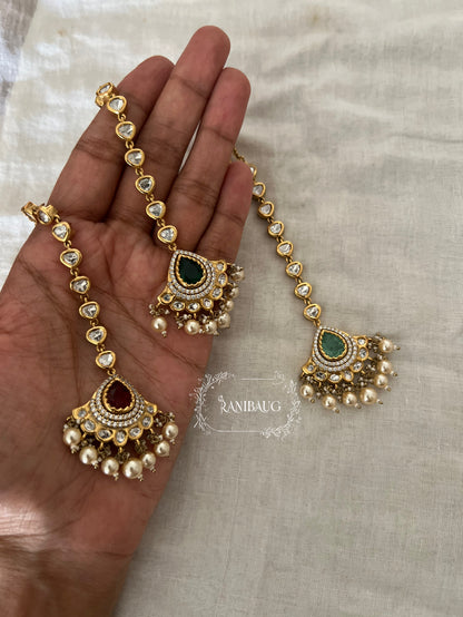 Amita Kundan Pearl Fringe Traditional Maang Tika Hair Accessory By Ranibaug