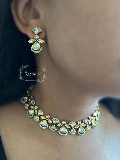 Amrita Mossainite Victorian Necklace Jewellery Set By Ranibaug