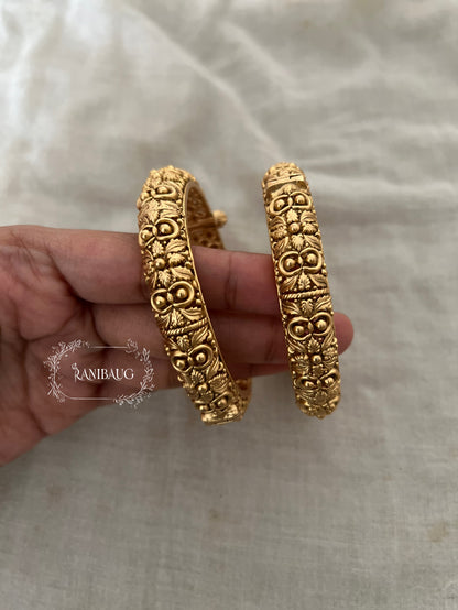 Amudha Ranibaug Heritage Scrollwork Gold Bangles South Indian Style Jewelry