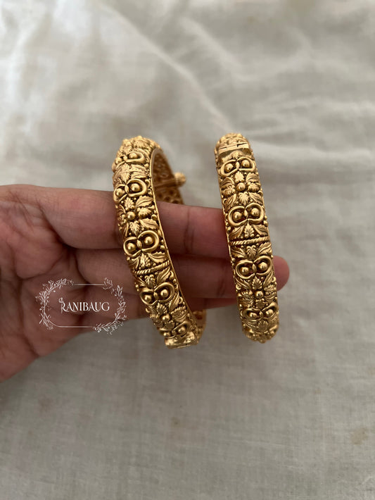 Amudha Ranibaug Heritage Scrollwork Gold Bangles South Indian Style Jewelry